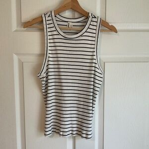 Pact black white stripe racer back tank